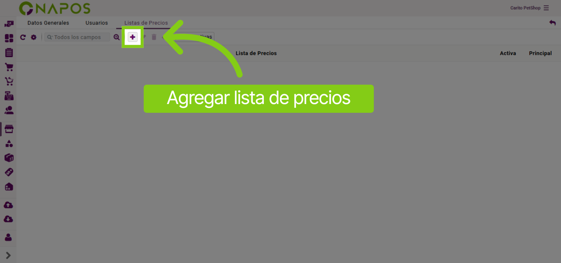 Listas de precios del punto de ventas