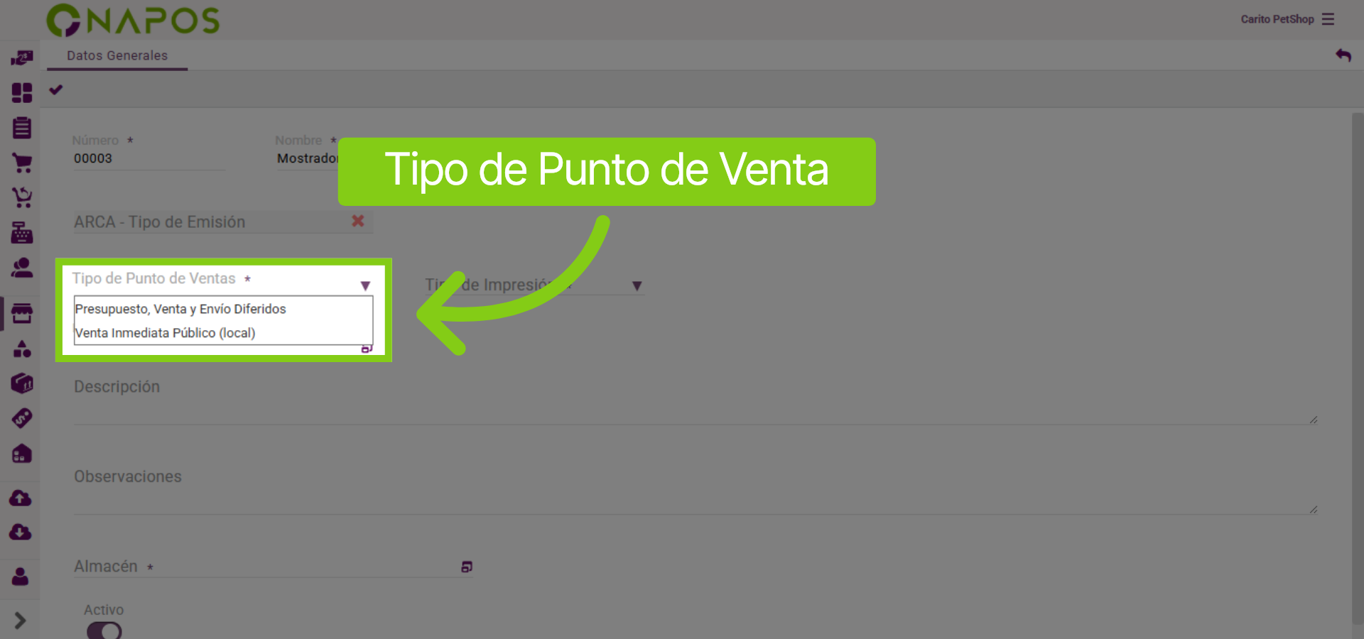 Seleccionar Tipo De Venta